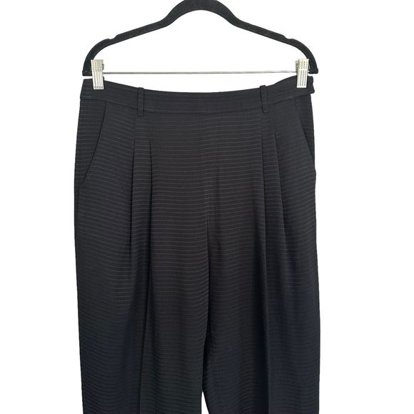 MM. Lafleur The Howland Mini Stripe Pleated Black Trouser Pants Pockets Size 6 - Picture 2 of 13